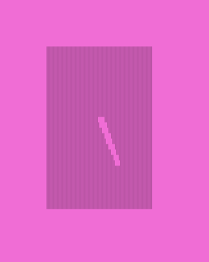 A grid of thin vertical lines with a unique fingerprint identified by empty grid coordinates; pale-hot pink background.